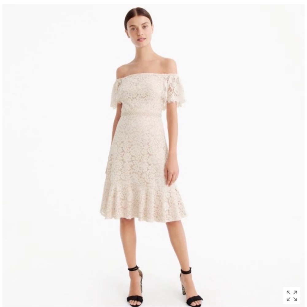 J CREW Off the Shoulder Black Lace Dress Size 2 - Picture 4 of 16